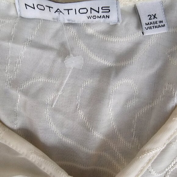 Notations Ivory Zip V Neck New 3/4 Sleeve Blouse - Picture 2 of 8